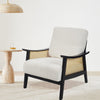 Mid-Century Modern Wooden Frame Accent Chairs Velvet Upholstered Rattan Armchair