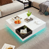 Coffee Table With LED Lights Modern Marble Effects Living Room Furniture White