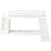 Kids Bunk Bed High Sleeper Bed with Slide Ladder 3FT Single Pine Bed Frame White