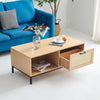 Modern Rattan Coffee Table with Drawer & Storage for Living Room Center Table