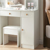 Dressing Table Stool Set with 10 LED Lights Mirror 3 Drawers Vanity Desk Storage