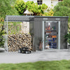 6.5x4ft Large Shed,Galvanised Garden Storage Shed with Sliding Door, Dark Grey