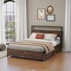 Double/King Size Bed Frame with Storage Headboard, 4 Drawers Platform Slats Bed