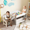 4 in 1 Toddler Activity Table w/Reversible Tabletop & Bookshelves-Grey