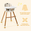 2 in 1 Toddler Convertible High Chair Baby Wooden Dining Highchair with tray