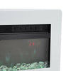 White 60inch Electric Fireplace Glass LED Flames Wall/Freestanding Heater Remote