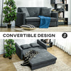 Convertible 2 Seater Sofa Bed with 2 Cushions Storage for Living Room Dark Grey