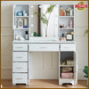 Dressing Table with LED Lights Mirror Glass Cabinet Drawers Vanity Makeup Desk