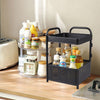 Kitchen Rotating Trolley Shelf Vegetable Fruit Basket Storage Rack Square Holder