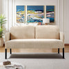 Luxury 2 Seater Corduroy Fabric Couch Living Room Sofa Armchair with 2 Pockets