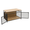 Large Wooden Dog Crate Heavy Duty Metal Bar Pet Kennel Cage Side End Table