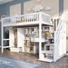 3FT KIDS BED HIGH SLEEPER CABIN LOFT BED WITH DESK, WARDROBE AND STORAGE STAIRS