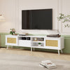 TV Stand Cabinet Entertainment Unit with Drawer and Rattan Doors for 80 inch TV