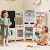 Toy Kitchen Playset Corner Wooden Play Kitchen with Storage-White