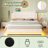 Ottoman Storage Bed 5ft King Size Upholstered Bed Frame Headboard, LED & USB