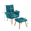 Blue Lazy Chair with Footstool Relax Lounge Chair Accent Armchair Sofa Chair