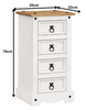 Corona Bedside Table Chest Cabinet 4 Drawer Narrow White Wax Mercers Furniture