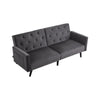 3 Seater Click Clack Sofa Velvet Mid Century Modern Couch with Solid Wooden Legs