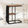 LED Side Table 3 Color Lighted Bedside Sofa End Table with Storage Pocket Brown