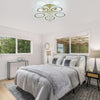 LED Ceiling Light Crystal Gold Chandelier Living Room Bedroom Dimmable w. Remote