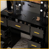 Black Dressing Table Makeup Desk with LED Mirror & 7 Drawers Vanity Set Bedroom