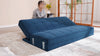 Royal Blue Velvet Convertible Sofa Bed 3 Seater Futon & 2 Bolster Pillows