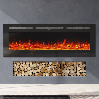 60 inch Insert / Wall Mounted LED Fireplace Electric Inset Fire Media Flames UK