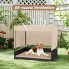 Outdoor Dog Shelter Elevated Rattan Dog House w/Cushioned Bed