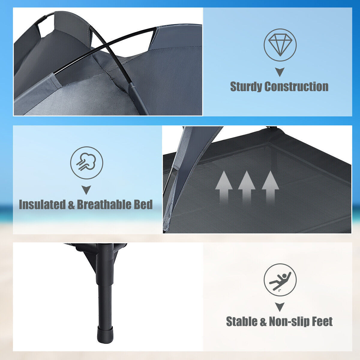 Exlarge Elevated Dog Bed Portable Pet Cot Tent w/ Removeable Canopy Waterproof