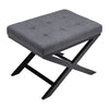 Grey Ottoman Pouffe Stool Linen Footstool Dressing Vanity Chair X Shape Leg Seat
