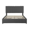 4ft6 Double Bed Frame Upholstered Platform Bed with Headboard, 4 Storage Drawers