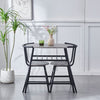Grey Table + 2 Chairs Set Bistro Set Metal Frame Breakfast Kitchen 2-Tier Table