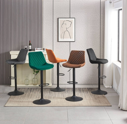 1/2/3/4x Bar Stools Adjustable Breakfast Kitchen Stools Velvet Swivel Gas Lift