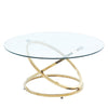 Living Room Large Cocktail Table Modern Clear Glass Round Coffee Table Desk 90cm