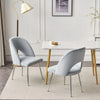 Dining Chair Thick Upholstered Kitchen Chair with Metal Legs Light Grey Set of 2