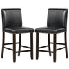 2Pcs Upholstered Bar Stools PVC Leather Armless Counter Height Chair Set Black