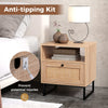 Boho End Table with Metal Support Legs & Storage Drawer