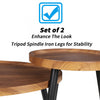 Solid Wood Nesting Coffee Table Set of 2 Oval Round Sofa Tea Tables Living Room