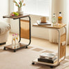 C Shaped Side Table for Sofa Coffee End Tables Bedside Tables with Storage Bag