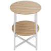 Small 2 Tier Round Bedside Table Sofa End Table Coffee Table with Shelf Bedroom