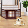 Indoor 3 Panels Step Over Fence Wooden Dog Gate 207 x 61 CM