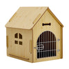 Weatherproof Puppy Dog House Kennel Indoor Pet Shelter with Iron Door 60x57x41cm