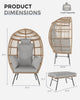 Patio Egg Chair with Ottoman Metal Frame Stand Outdoor Indoor with Cushions