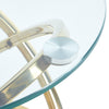 Round Glass Top Sofa Coffee Tea Side Table Golden Base Lamp Stand Living Room