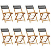 Brokky Folding Garden Chairs 8 pcs Black Poly Rattan and Solid Wood,Folding I9R1