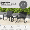 3Pcs Outdoor Rocker Chairs Table Set Garden Patio Rocking Chairs Glass-Top Table