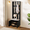 HALLWAY FURNITURE SET WARDROBE WITH COAT RACK SHOE CABINET BENCH & CUSHION BLACK
