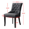 2x Dining Chairs Linen Fabric Studded Chairs Upholstered Accent Wooden Legs