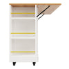 ROLLING KITCHEN ISLAND WITH DROP LEAF TOP, 2 STORAGE DRAWERS & SPICE RACK, WHITE