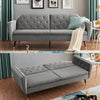 3 Seater Sofa Bed Grey Velvet Button Back - Victoria
